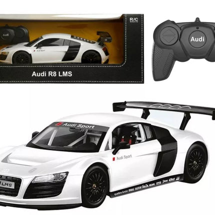 RC sportinis automobilis 1:18 nuotoliniu būdu valdomas Audi R8, baltas