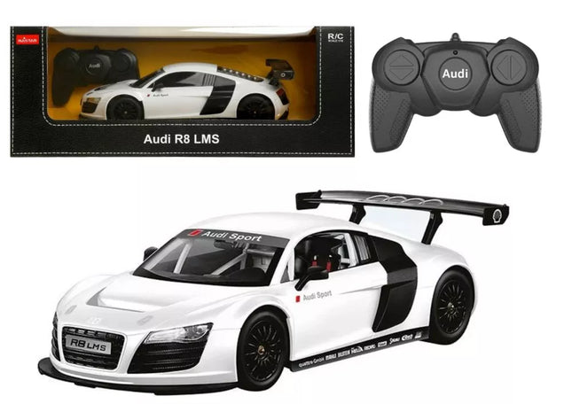RC sportinis automobilis 1:18 nuotoliniu būdu valdomas Audi R8, baltas