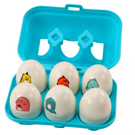 Šešių geometrinių dinozaurų kiaušinių rinkinys, spalvingi