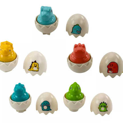 Šešių geometrinių dinozaurų kiaušinių rinkinys, spalvingi