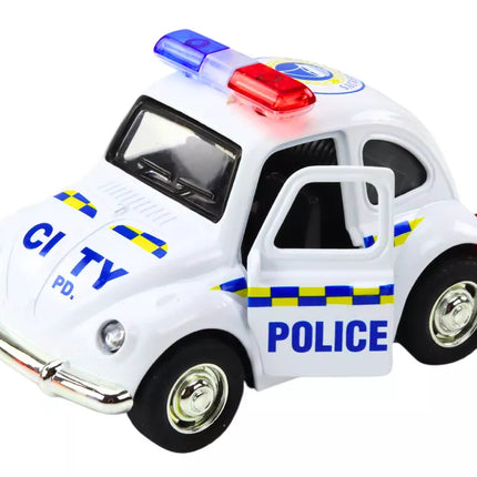 Klasikinis policijos automobilis 1:38 Važiuoja, šviečia, skleidžia garsus, baltas