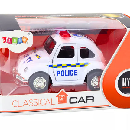 Klasikinis policijos automobilis 1:38 Važiuoja, šviečia, skleidžia garsus, baltas