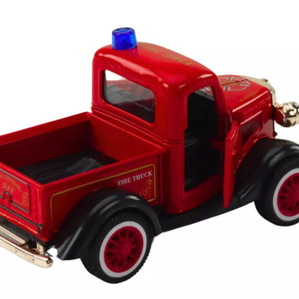 Klasikinis gaisrinės mašinos modelis 1:36, važiuoja, šviečia, skleidžia garsus, raudonas
