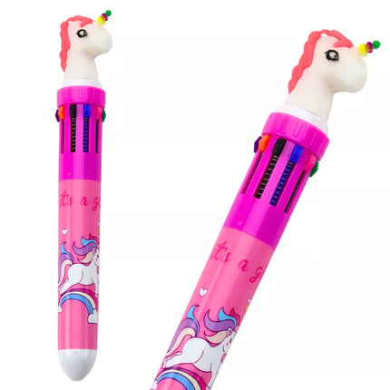 Daugiaspalvis vienaragis automatinis rašiklis, 10 rožinių