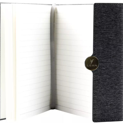 Magnetinis sąsiuvinis, skirtas biurui, A5 formato, su linijomis, juodas viršelis