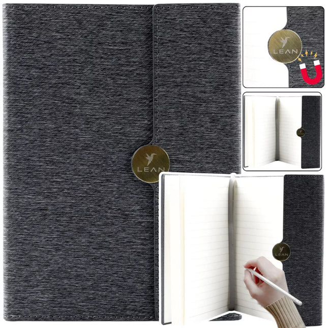 Magnetinis sąsiuvinis, skirtas biurui, A5 formato, su linijomis, juodas viršelis