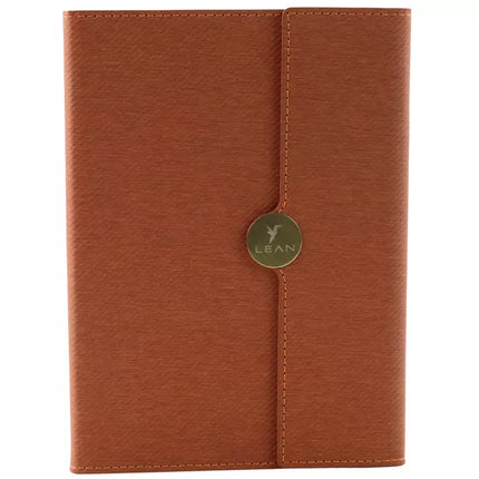 Biuro užrašų knygelė su magnetu A5 formato, rudu viršeliu, su linijomis