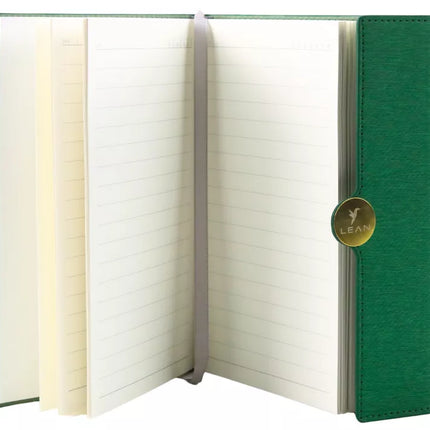 Biuro užrašų knygelė su magnetu A5 linijomis, žaliu viršeliu