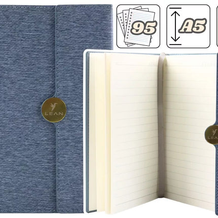 Magnetinis užrašų knygutė, biuro užrašų knygutė, A5 formato, su pilku viršeliu