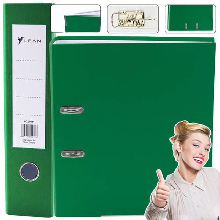 A4 formato dokumentų segtuvas / 75 mm svirties mechanizmas, žalias