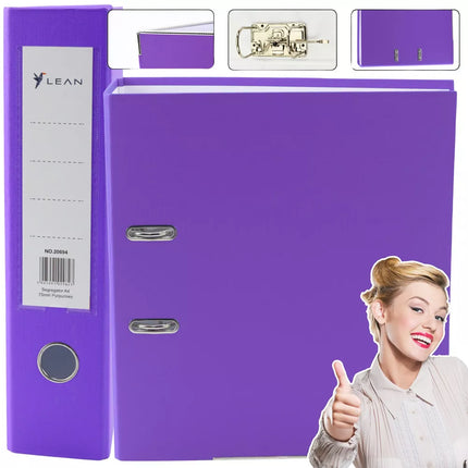A4 formato segtuvas dokumentams, 75 mm, svirties mechanizmas, violetinis