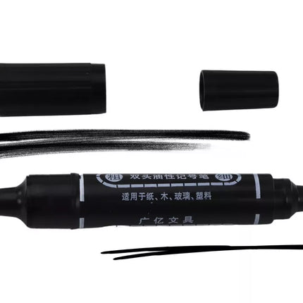 Dvipusių vandeniui atsparių žymeklių rinkinys, juodas, 10 vnt.