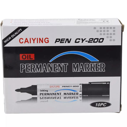 Permanentinių žymeklių rinkinys, atsparus vandeniui, juodas, 10 vnt.