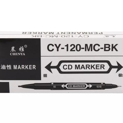 Dvipusių vandeniui atsparių žymeklių rinkinys CD diskams, juodi, 10 vnt.