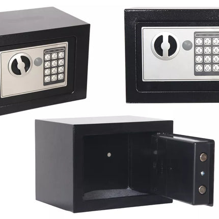 Elektroninis seifas su kodu, plieninis, juodas