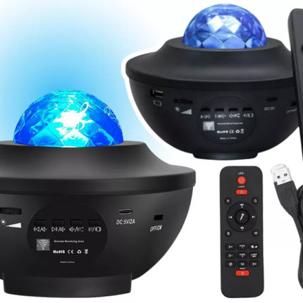Žvaigždžių projektoriaus LED lempa su Bluetooth garsiakalbiu ir nuotoliniu valdymu