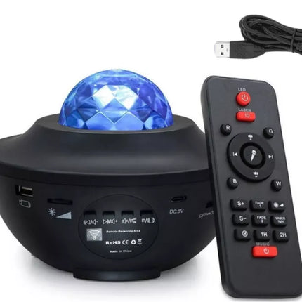 Žvaigždžių projektoriaus LED lempa su Bluetooth garsiakalbiu ir nuotoliniu valdymu