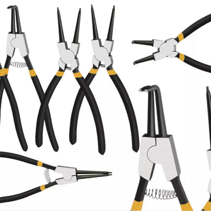 Žiedinių spaustukų replių rinkinys, lenktos tiesios, 4 vnt.