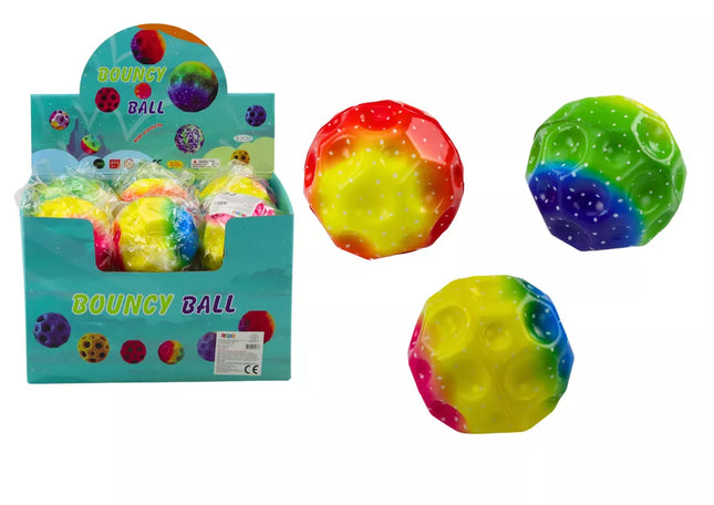 Šviečiantis kamuoliukas minkymui ir atmušinėjimui su įdubimais, spalvotas, 9,5cm