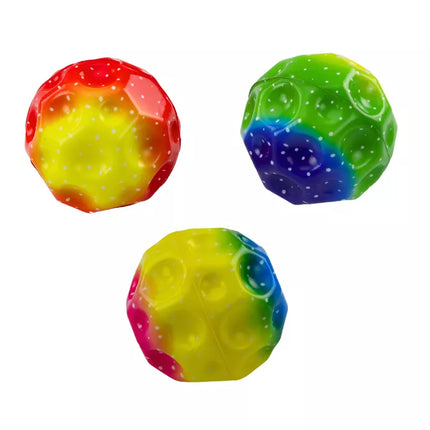 Šviečiantis kamuoliukas minkymui ir atmušinėjimui su įdubimais, spalvotas, 9,5cm