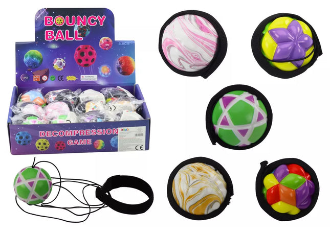 Kamuolys žaidimams ant guminių juostų konstrukcijų, spalvingas, 6 cm