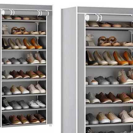 8 aukštų batų stovo organizatorius spintai, apsauga nuo dulkių, pilkas