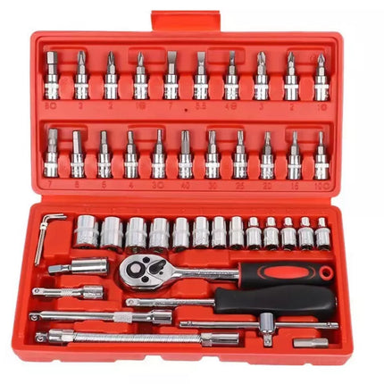 1/4 colio terkšlės raktų rinkinys – 46 dalys dėkle