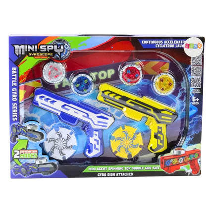 Šautuvų paleidimo rinkinys, 4 metaliniai diskai, mėlynos ir geltonos spalvos švieselės