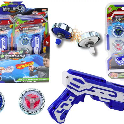 Šautuvas-paleidėjas su 2 metaliniais diskais, mėlynos šviesos