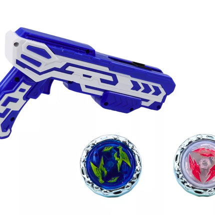 Šautuvas-paleidėjas su 2 metaliniais diskais, mėlynos šviesos