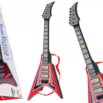 Elektrinė gitara vaikams, švieselės, melodijos, raudona