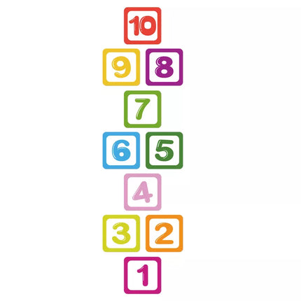 Grindų lipdukai skaičiai 1–10, skirti mokyti šokinėti ant vienos kojos