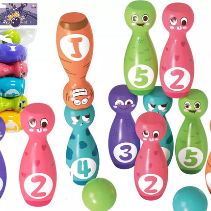 Boulingo rinkinys "Smiley" kamuoliai spalvoti 10 vnt.