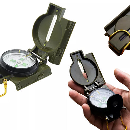 Turistinis kompasas su fluorescencinėmis rodyklėmis, aliuminio korpusas