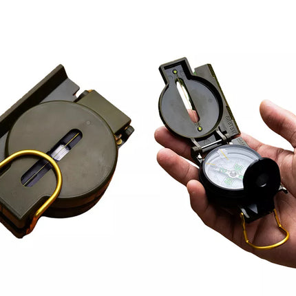 Turistinis kompasas su fluorescencinėmis rodyklėmis, aliuminio korpusas