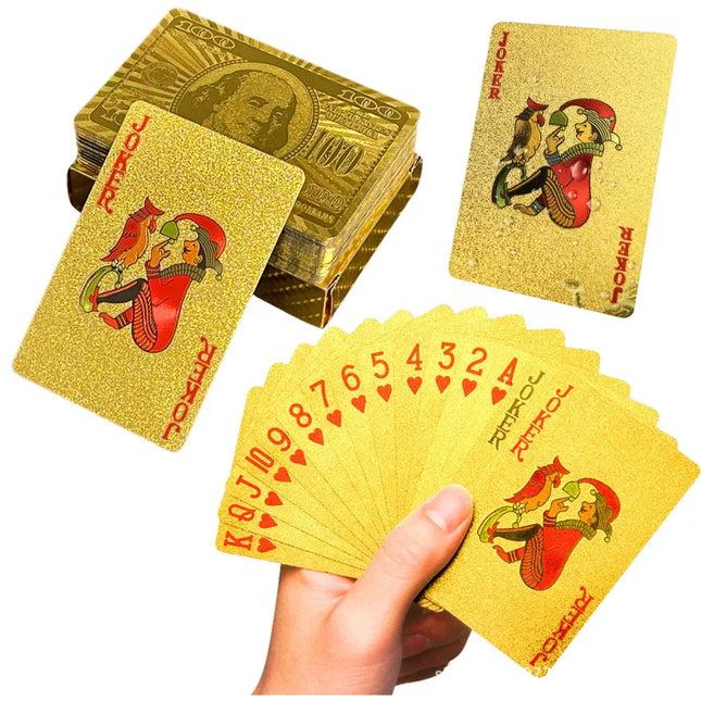 Elegantiška Auksinė Dolerio Banknoto Stiliaus Žaidimo Kortų Kaladė, 54 Kortelės
