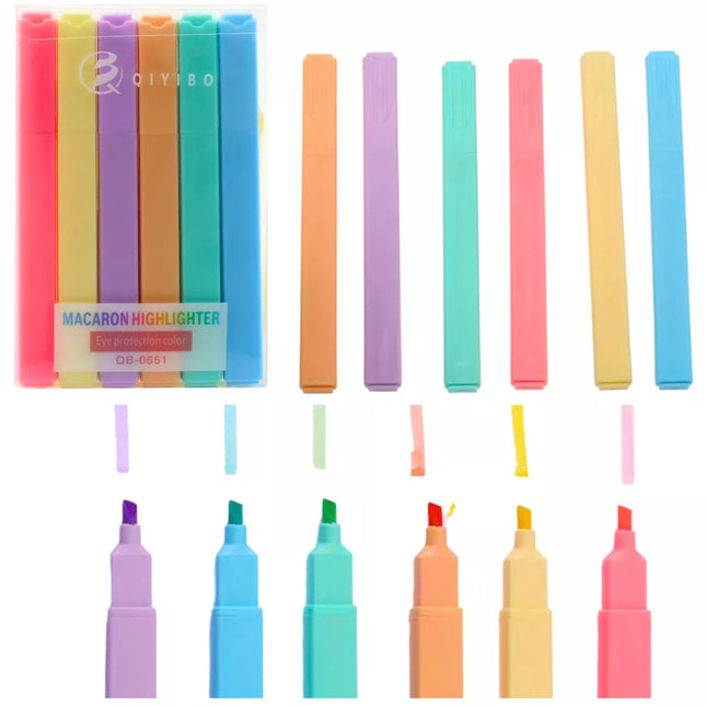 Žymeklių, spalvotų žymeklių rinkinys, skirtas biurui, mokyklai, 6 vnt.