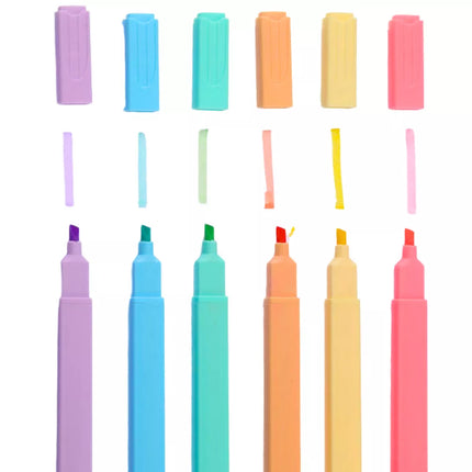 Žymeklių, spalvotų žymeklių rinkinys, skirtas biurui, mokyklai, 6 vnt.