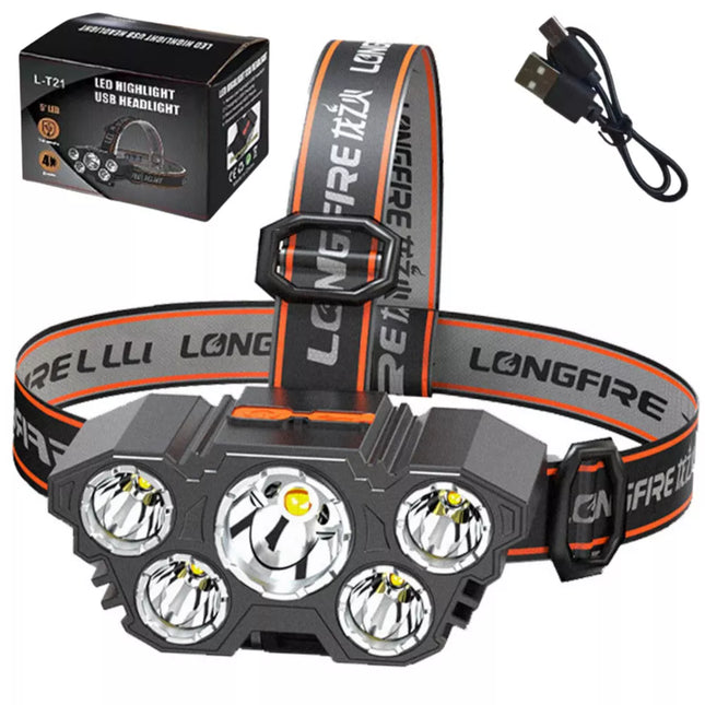 LED žibintas su 5 diodais, judesio davikliu ir 4 apšvietimo režimais