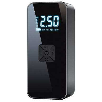 Elektrinis mini nešiojamas kompresorius su LED žibintuvėliu ir 3 antgaliais