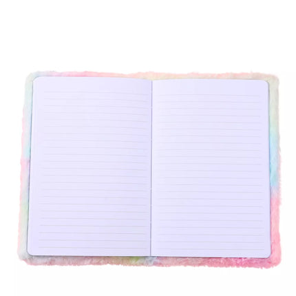 Pliušinis sąsiuvinis su kailiu, dryžuotas pingvino sąsiuvinis, spalvotas A5 formato