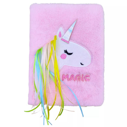 Pliušinis užrašų knygutė su vienaragio karčiais, spalvinga A5