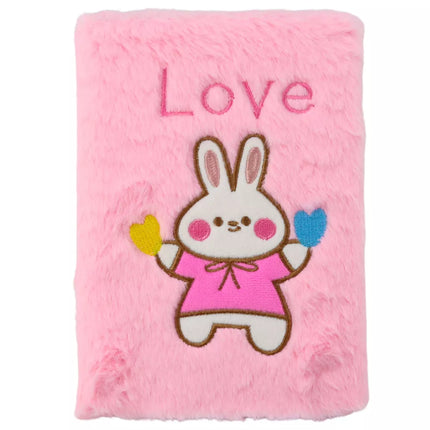 Pūkuotas užrašų knygelė su zuikučio meilės įrašu, rožinė