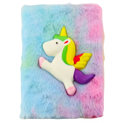 Pliušinis sąsiuvinis su vienaragio 3D spalvotu pamušalu