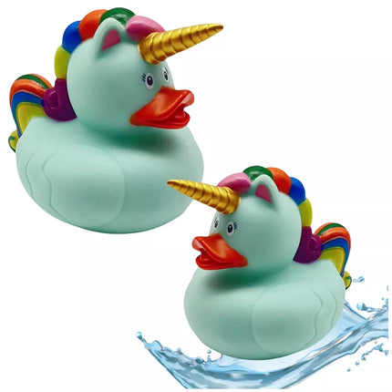 Anties vienaragis vonios žaislas vaivorykštės karčiais uodega žalias