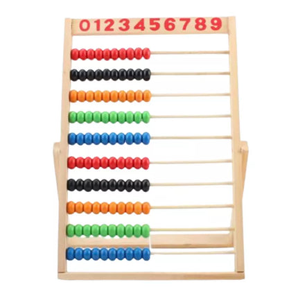 Medinis abakas su spalvotais karoliukais