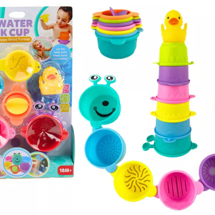 Vonios žaislai puodeliai su skylutėmis antis 8 El