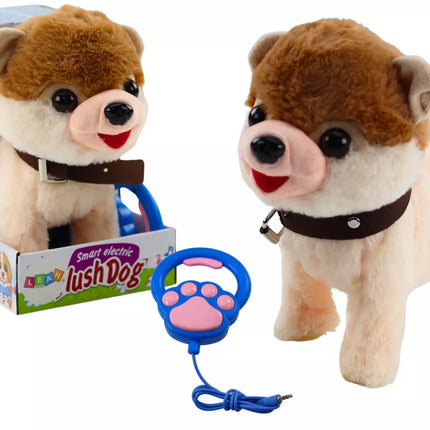 Interaktyvus šuo su pavadėliu Vaikšto Šoka Dainuoja Baltas ir smėlio spalvos