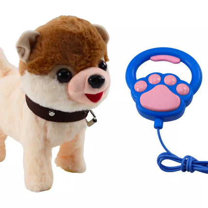 Interaktyvus šuo su pavadėliu Vaikšto Šoka Dainuoja Baltas ir smėlio spalvos