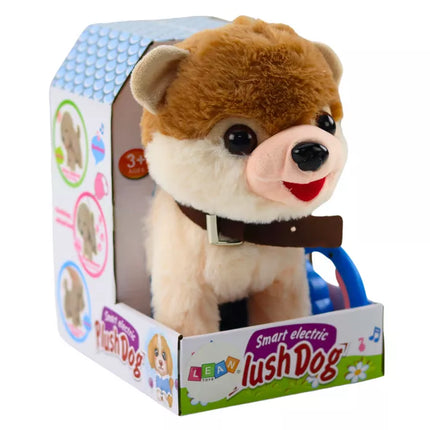 Interaktyvus šuo su pavadėliu Vaikšto Šoka Dainuoja Baltas ir smėlio spalvos